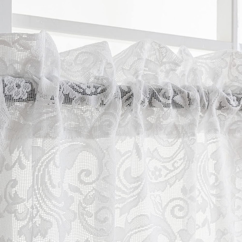Rideaux de cuisine en dentelle, 91 cm de longueur, 2 panneaux - Rideaux de cuisine rétro blancs pour fenêtre au-dessus de l'évier, rideaux courts en dentelle