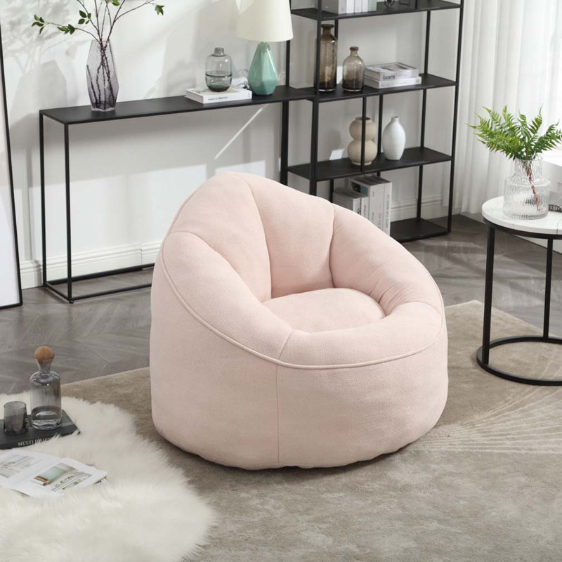 Fauteuil à billes rembourré avec repose-pieds, Rose