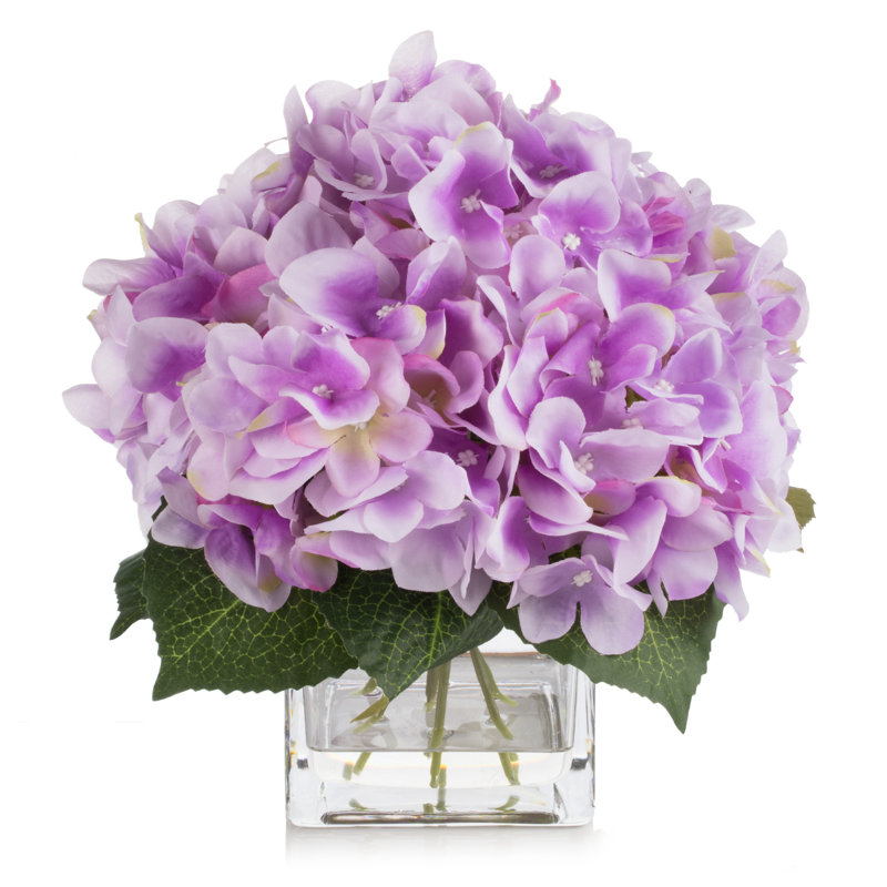 Arrangement d'hortensias dans un vase, Mauve clair