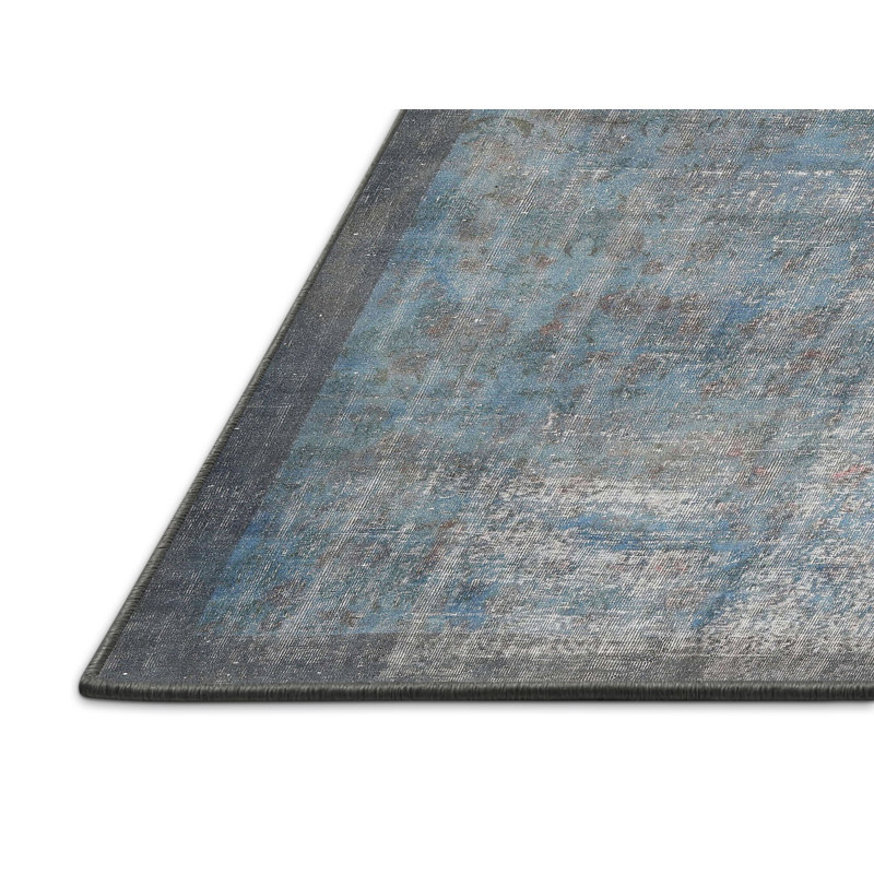 Tapis gris/poussière bleu clair traditionnel Peristeronari, Rectangle 4 pi x 6 pi