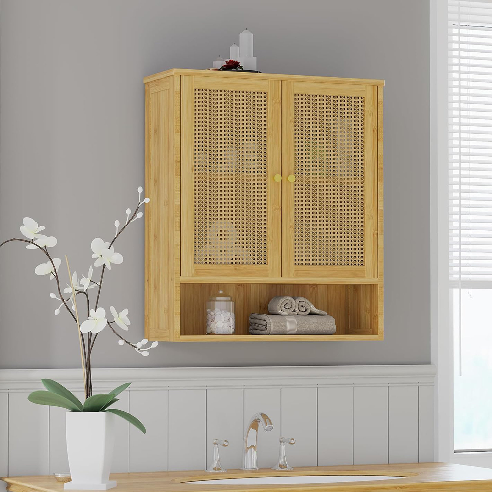 Bayou Breeze Bamboo Wall Mounted Storage Bathroom Cabinet | Wayfair