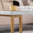 39.37in White Marble-look Density Board Tabletop Gold-painted Iron Frame Rectangular Double-layer Coffee Table 