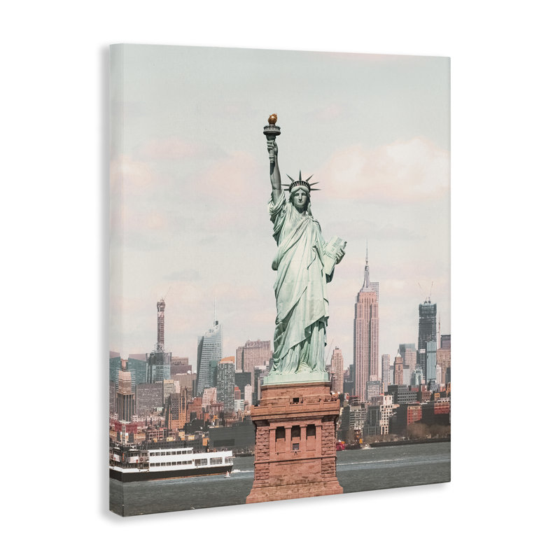 Statue de la Liberté, art mural sur toile Skyline par Nataly White, H 48 po x l 36 po