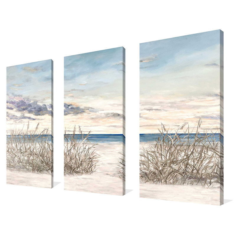 «Windy Beaches», reproduction sur toile 3 pièces, H 32 po x l 48 po x P 1 po