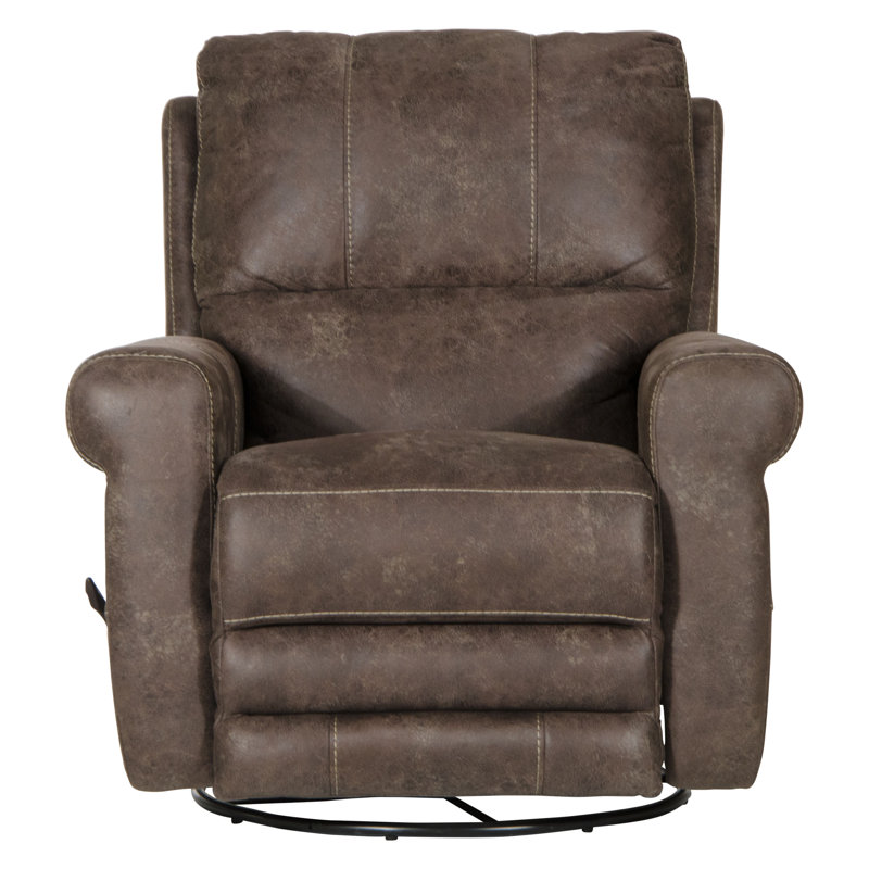 Effingham Upholstered Swivel Recliner, Brown Polyester Blend