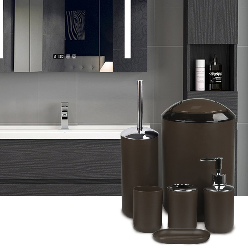 Ensemble d'accessoires de salle de bain 6 pièces Balch, Brun