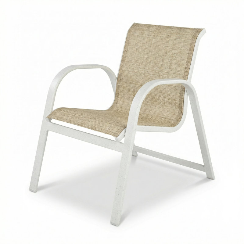 Windward Outdoor Anna Maria Arm Chair, Natural Sling/River White
