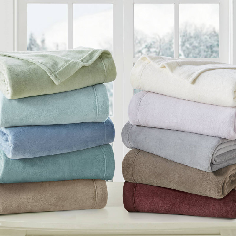 Twin Blue Solid Microfiber Plush Sheet Set