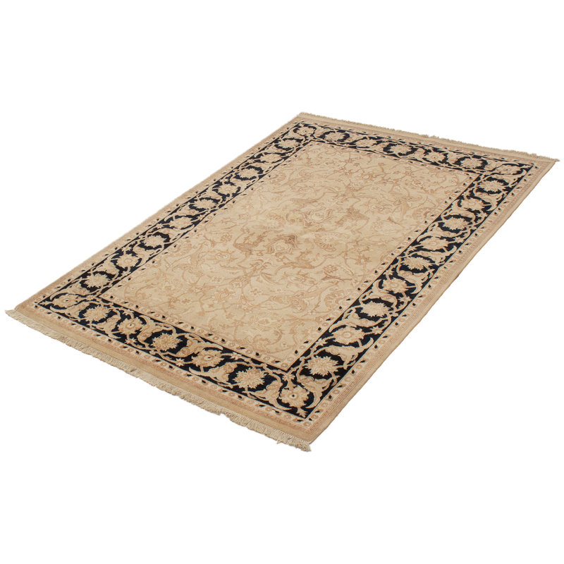 Tapis intérieur en laine 5 pi 1 po x 7 pi 6 po one-of-kind à la main noué la peshawar oushak light kaki Capela