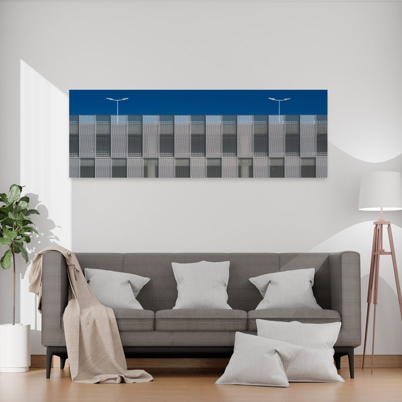 Art mural urbain urbain abstrait moderne à ciel bleu abstrait géométrique, H 20 po x l 60 po