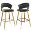 Tabouret de comptoir moderne en velours de 25,2 po avec accents dorés, conception ergonomique et siège moelleux pour un îlot de cuisine et un bar sophistiqués-1231057761