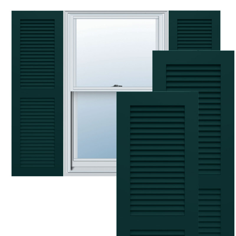 Deux volets à persiennes en PVC True Fit, Vert thermique, l 12 po x H 60 po, 15"
