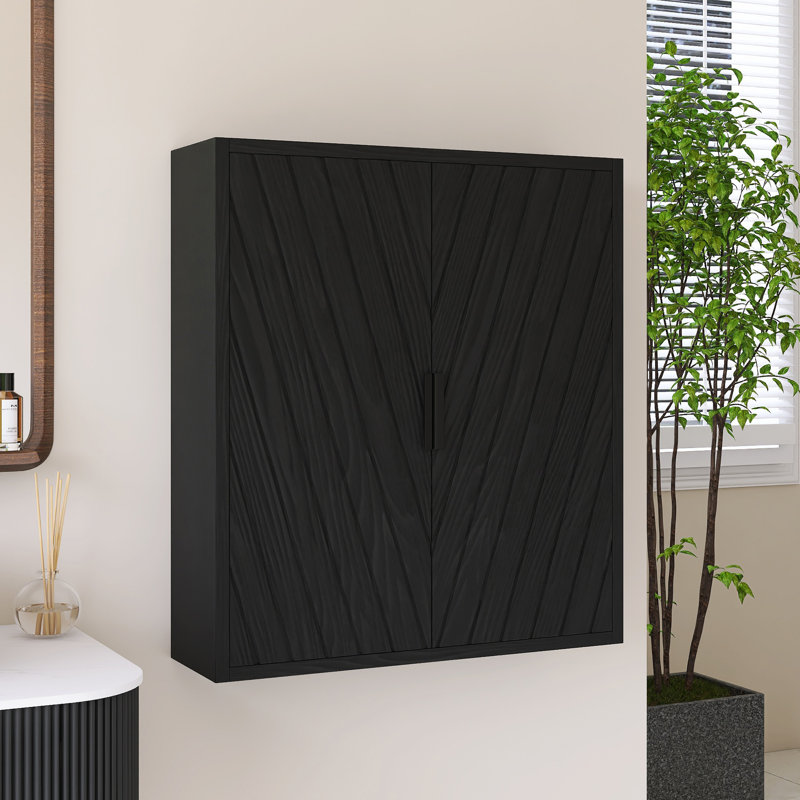Armoire murale de salle de bain 26 "avec porte et tablette 26", Chêne foncé