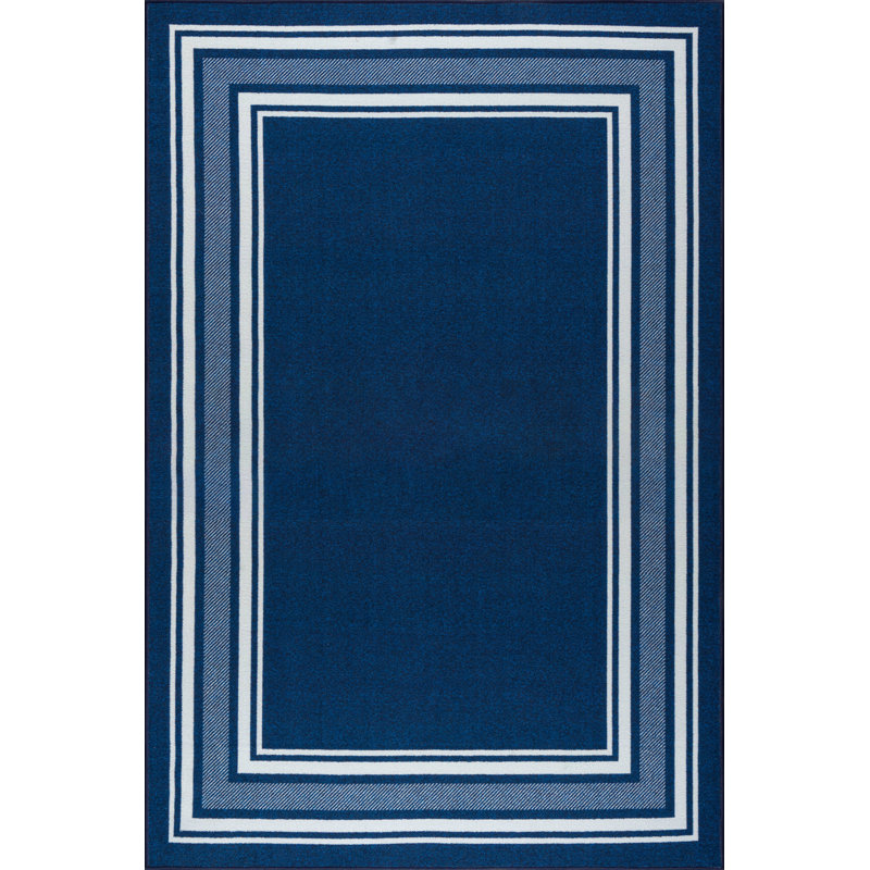 Quinnipack Dark Blue Non-Slip Area Rug, Rectangle 3'3'' x 4'11''