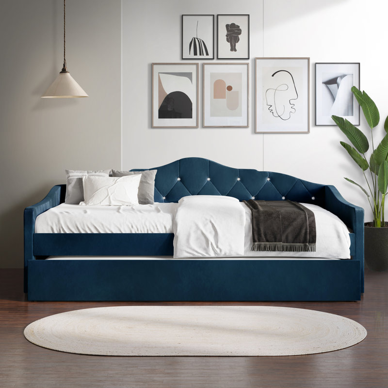 Caitronia Upholstered Daybed, Navy Blue