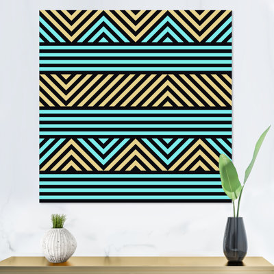 Triangles géométriques bleus et jaunes - Impression sur toile