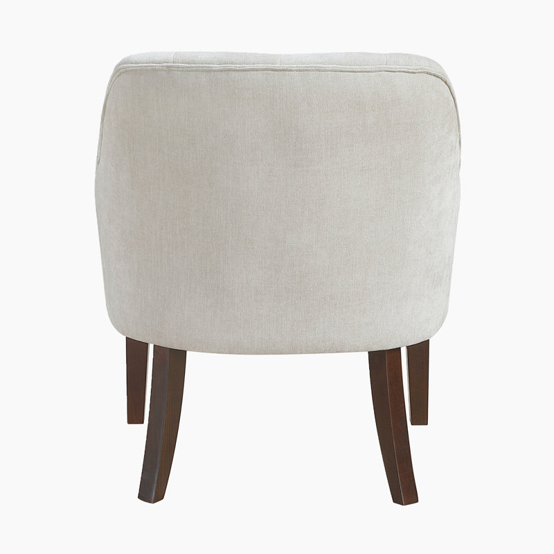 Perlas 26.5" Modern & Contemporary Accent Chair with Textured Fabric Upholstery, Button-Tufted Back & Solid Wood Legs