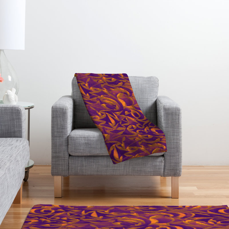 Wagner Campelo Throw Blanket, Large, Purple Abstract Garden 1