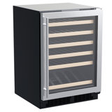 23.88'' 45 Bottle Single Zone Built-in Wine Refrigerator with Stainless Steel Frame Glass Door