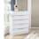 Luxurious Pearl White Finish Chest Of Five Drawers Textured Panel Sleek Handles Glam Bedroom Furniture 1Pc Vertical Dresser (Includes Dresser Only Not Mirror)
