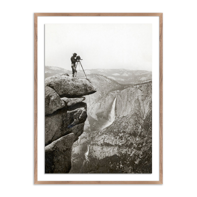 Photographer In Yosemite Valley Print by Getty Images, 24" H x 18" W, Rustic Walnut Framed
