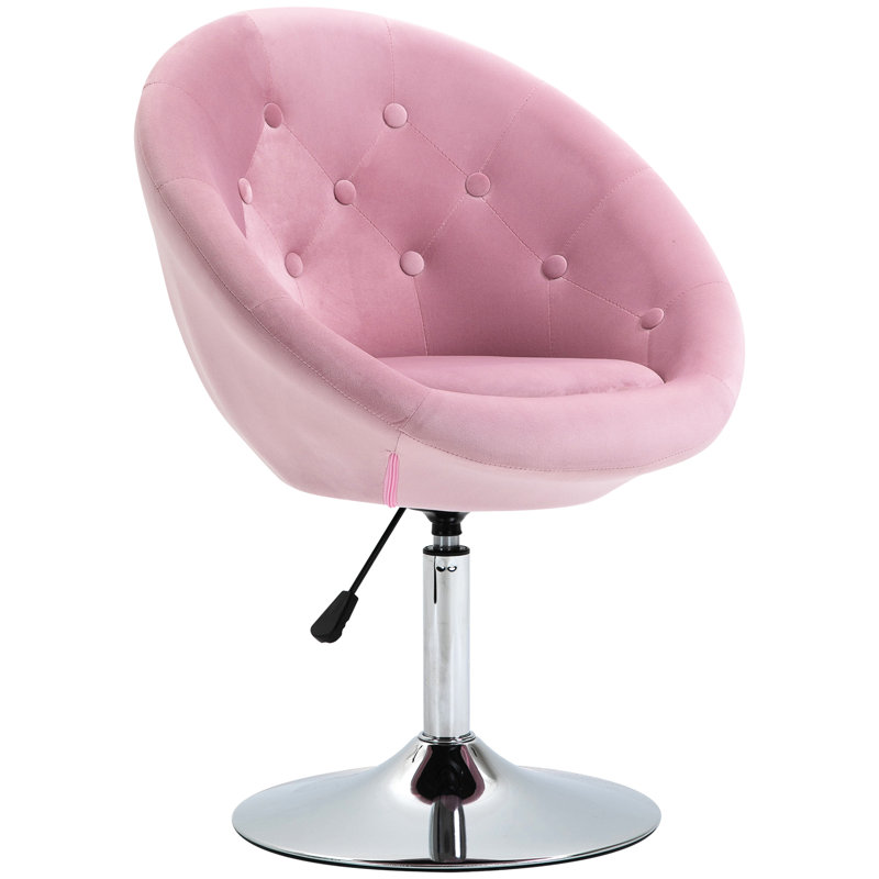 Fauteuil d'appoint moderne - Rose, rond, pivotant, base réglable en hauteur, siège tendance pour chambre à coucher