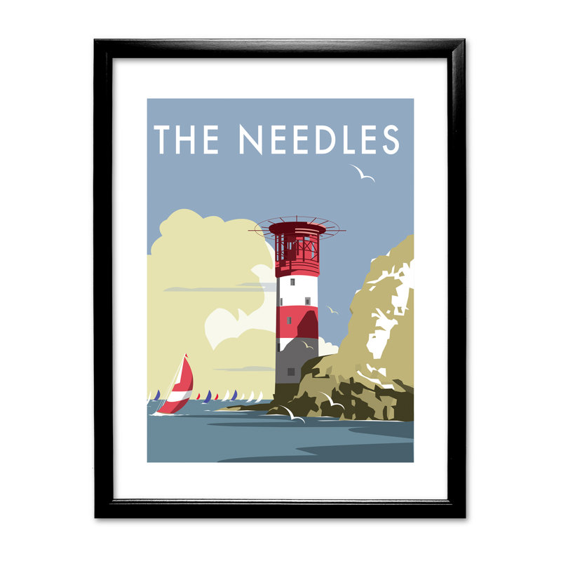 The Needles, Isle Of Wight by Dave Thompson - Single Picture Frame Print on Canvas, Black