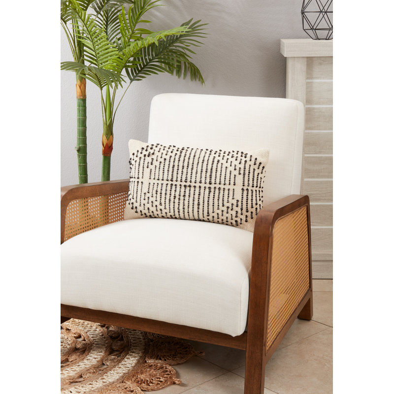 Black and White Diamond Woven Lumbar Throw Pillow 21.5"