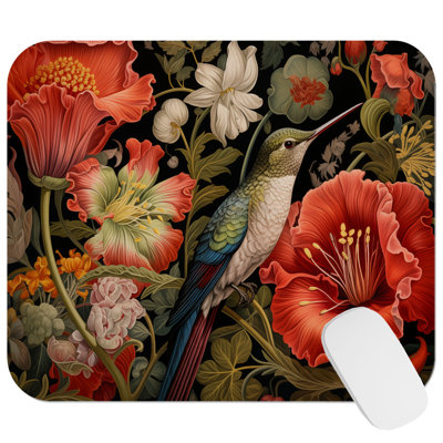 Animals William Morris Hummingbird II Cottage Gaming Cute Office Laptop Desk Pad Gift Mat Square Rectangle Non-Slip Mousepad