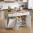 Jamera 60.2"W Kitchen Island with Two Large Storage Cabinets And Drawers, Locking Wheels-707145003