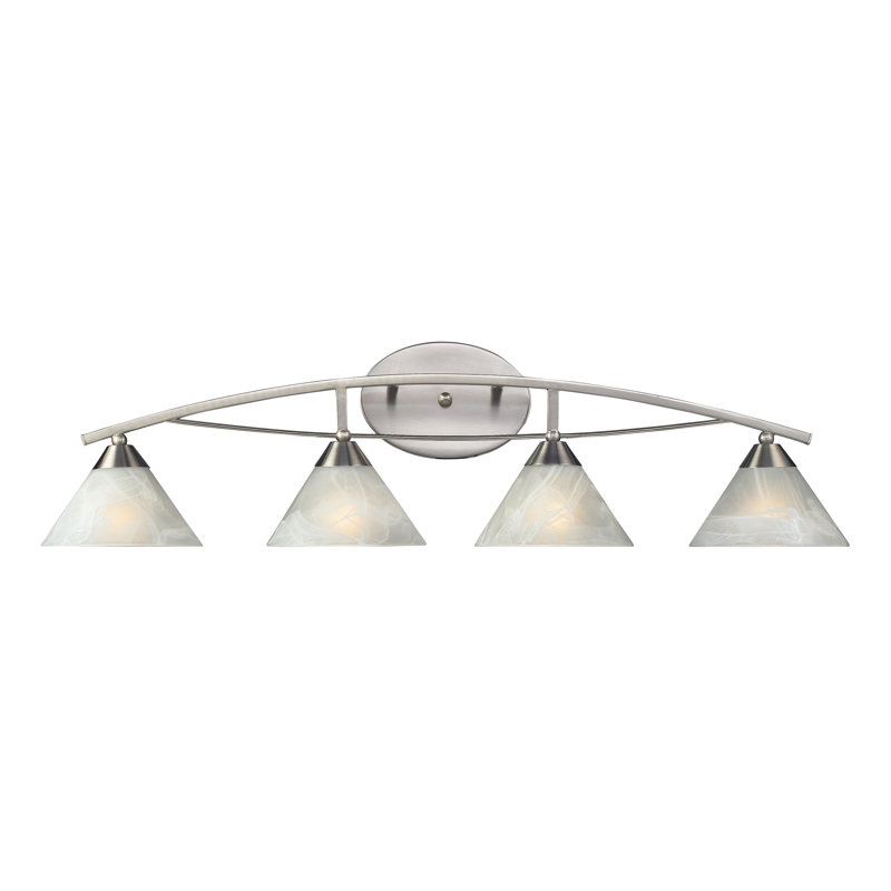 Éclairage pour salle de bain à 4 lumières de 36 po de largeur Elysburg - nickel satiné, H 9 po x l 36 po x P 9 po, Nickel
