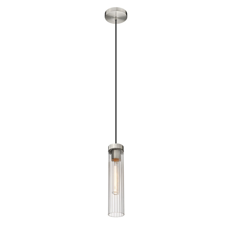 Luminaire suspendu cylindrique à 1 lumière Jense, Nickel brossé