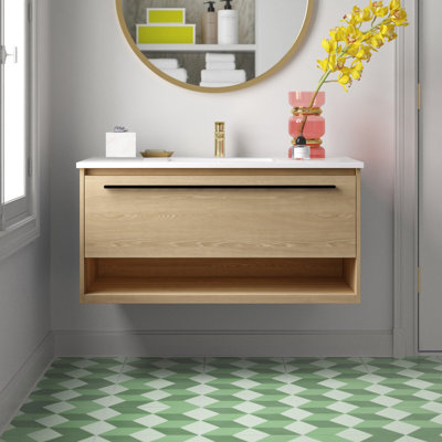 Roman 40'' Single Bathroom Vanity with Engineered Marble Top