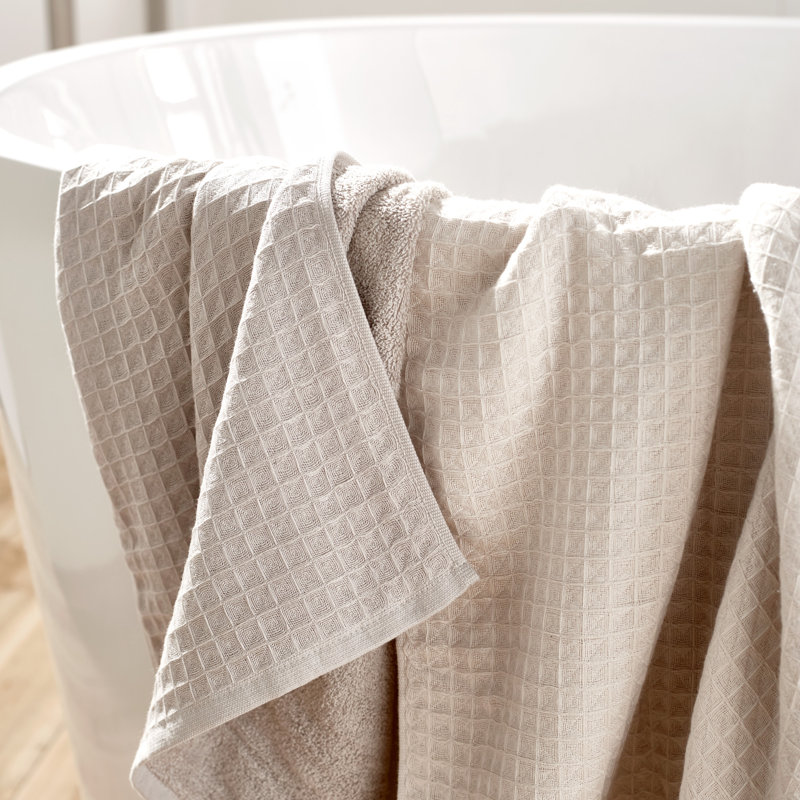 Waffle Twist Bath Towel, Beige, 6 Piece Bath Towel Set