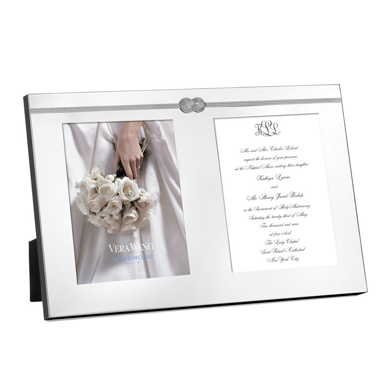 Silver Double Invitation Frame with Textured Detailing