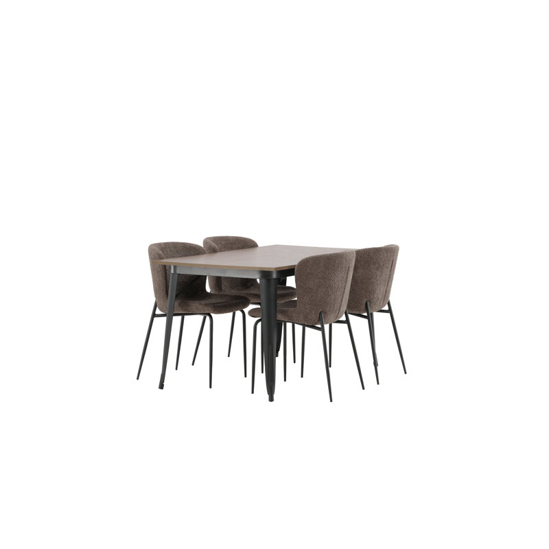 Christy 4 - Person Dining Set, Dark Grey, Dark Grey