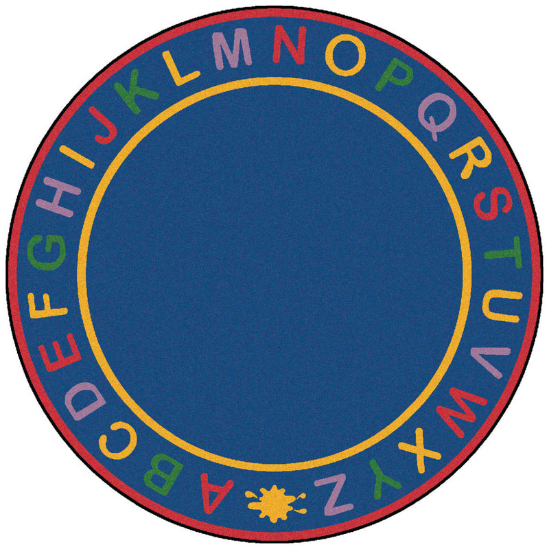 Alpha Border Premium Tufted Blue Area Rug, Round 6'