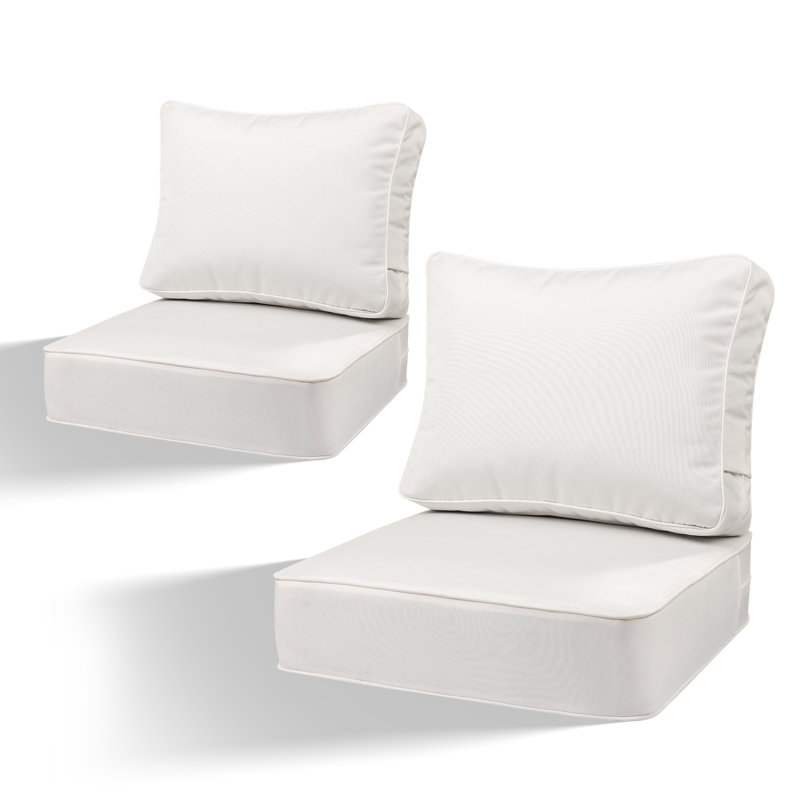6 Inch Sunbrella Outdoor Chair Seat Back Cushion Set, 24" W x 25" D, Canvas Natural