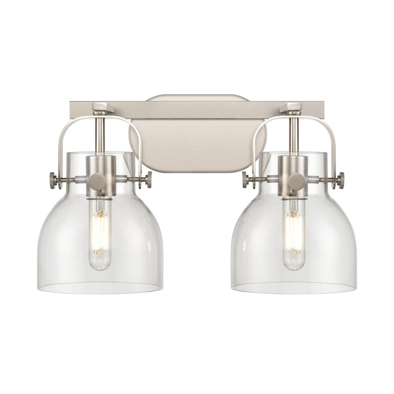 Éclairage pour meuble-lavabo mural 6 po Skycrest, Transparent, Nickel satiné, Deux lumières