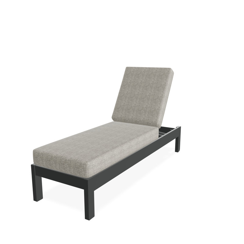 Chaise longue sans accoudoirs en polyester à 3 positions Leeward, Graphite, Fresco frêne