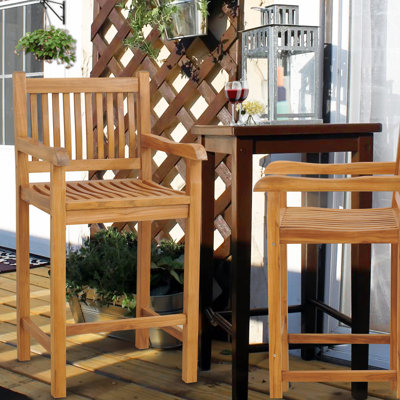 Tabouret de bar d'extérieur en bois de teck Elzas