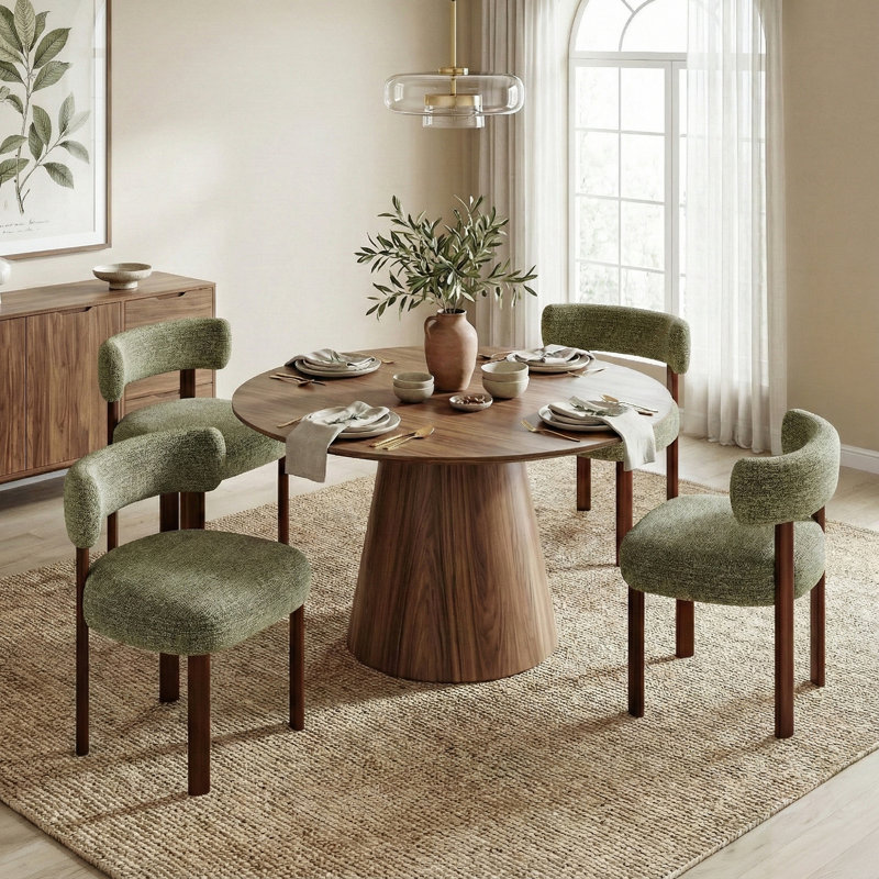 48.5cm H Upholstered Upholstered Back Side Chair, Green Fabric