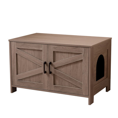 Litter Box Furniture Hidden with Barn Door
