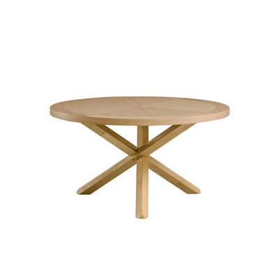 Gracie Mills 54" Oak Wood Cross Leg Base Round Top Dining Table