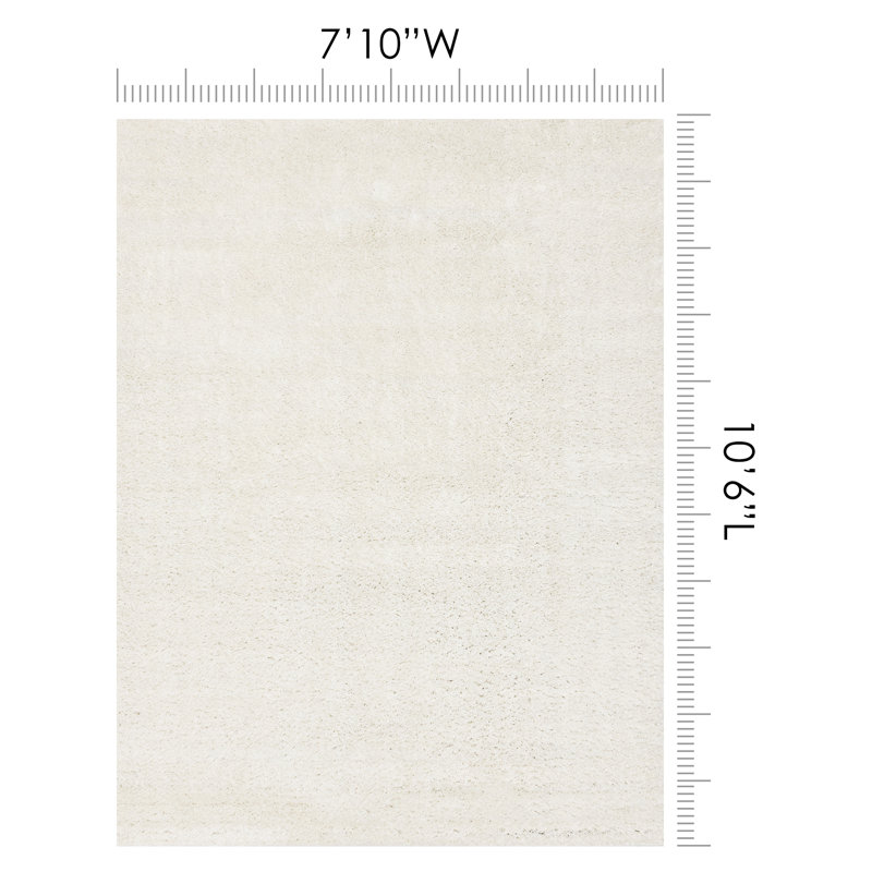 Tapis blanc à poils longs Hammersmith, Rectangle 7 pi 10 po x 10 pi 6 po