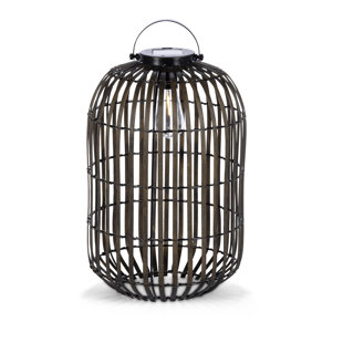 15 Inch Outdoor Willow Lantern With Solar Light And LED Bulb
