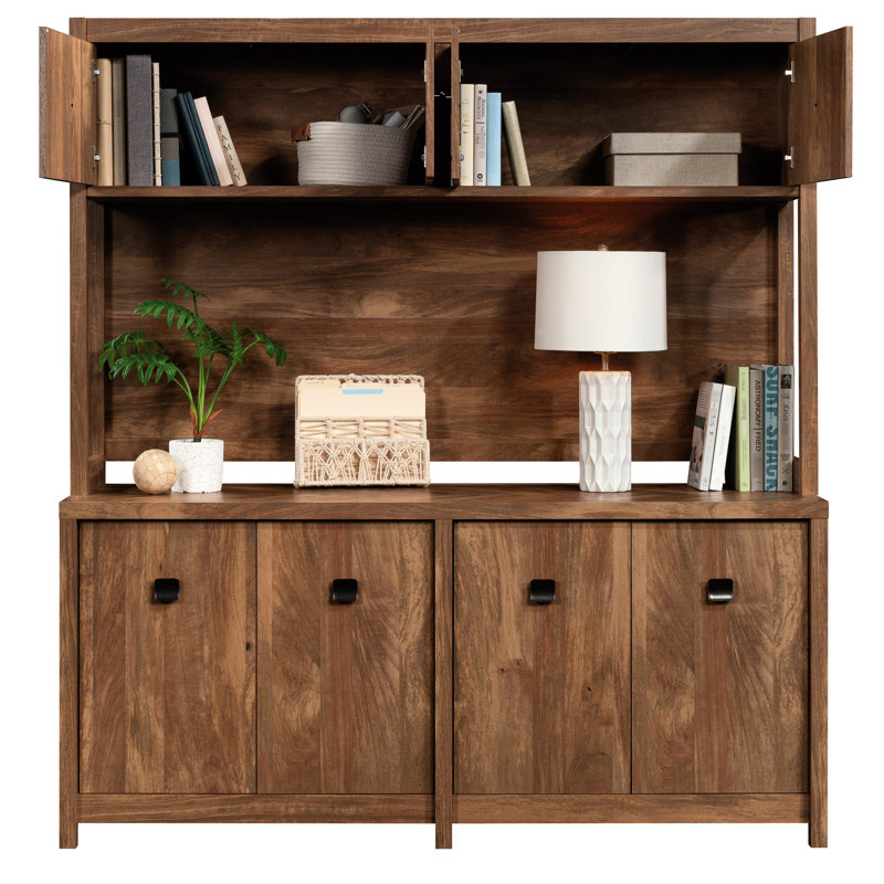Avec une finition brune, idéal pour le bureau et plusieurs espaces - Élégant, multifonctionnel, bois d'ingénierie de construction, encombrement de cuisine élégant dans l'espace de travail à la maison, bureaux assortis compatibles, fonction d'affichage