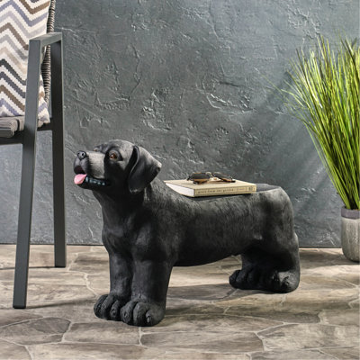 Dog Outdoor Bench - Lightweight Concrete, Ready To Sit, 32.16" W X 8.69" D 16.9" H Charming Alcove Pattern, No Assembly,