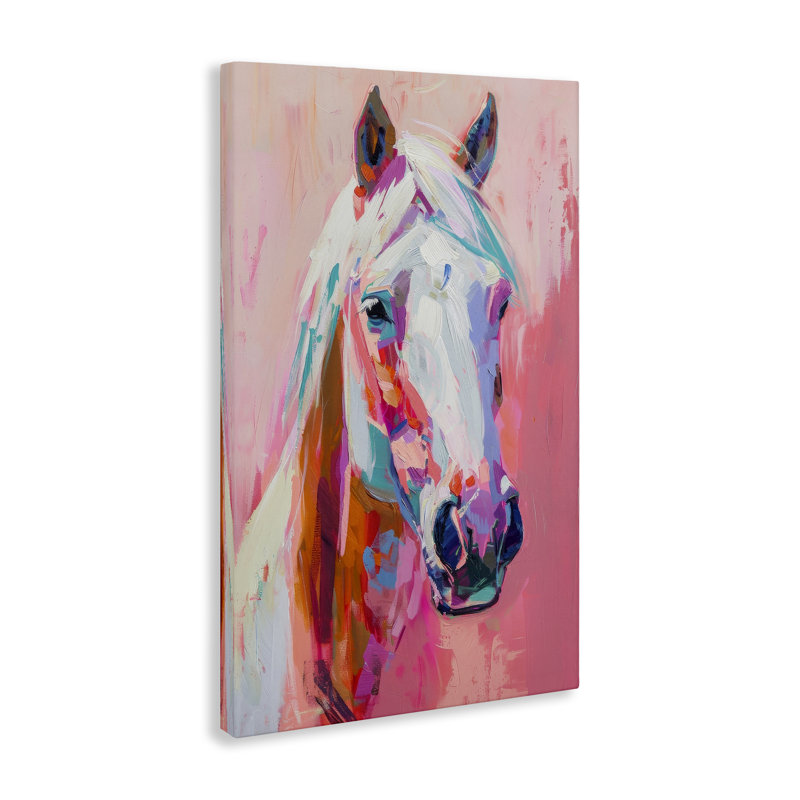 «Horse Visage on Pink» par Petal Prints Design, H 24 po x l 16 po
