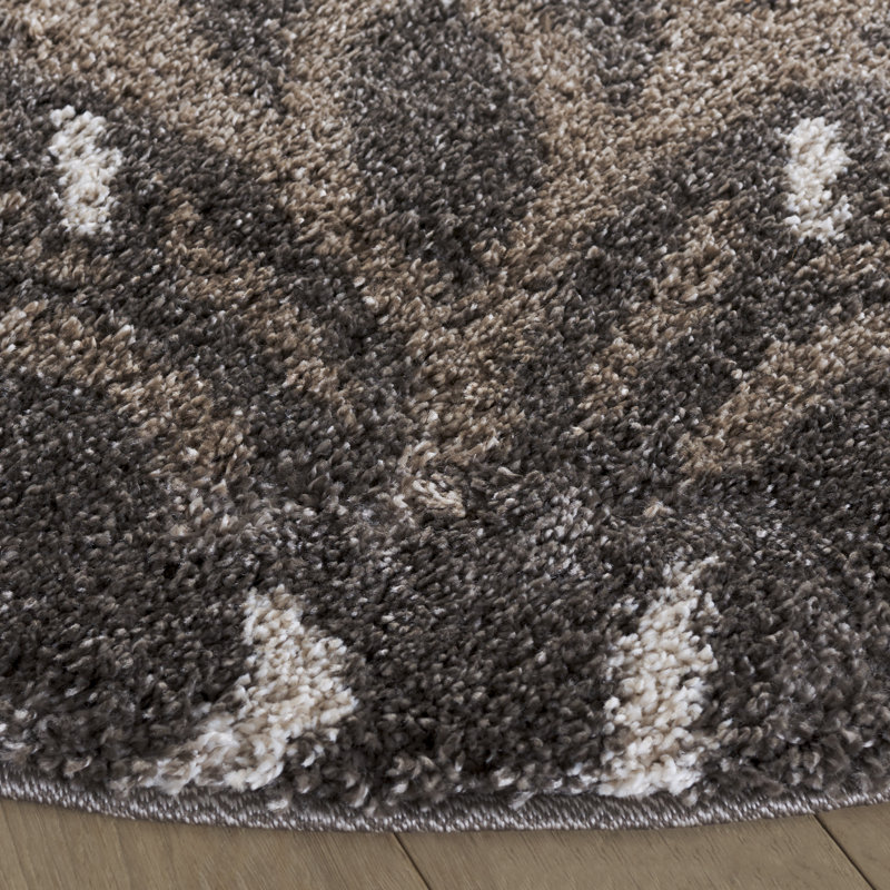 Tapis beige à motif floral Ellyona, Rond 5 pi